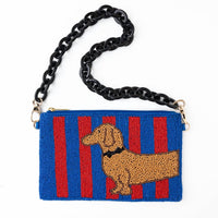 INK+ALLOY Women's Elenor Beaded Dachshund Bag in blue - women's mini bag