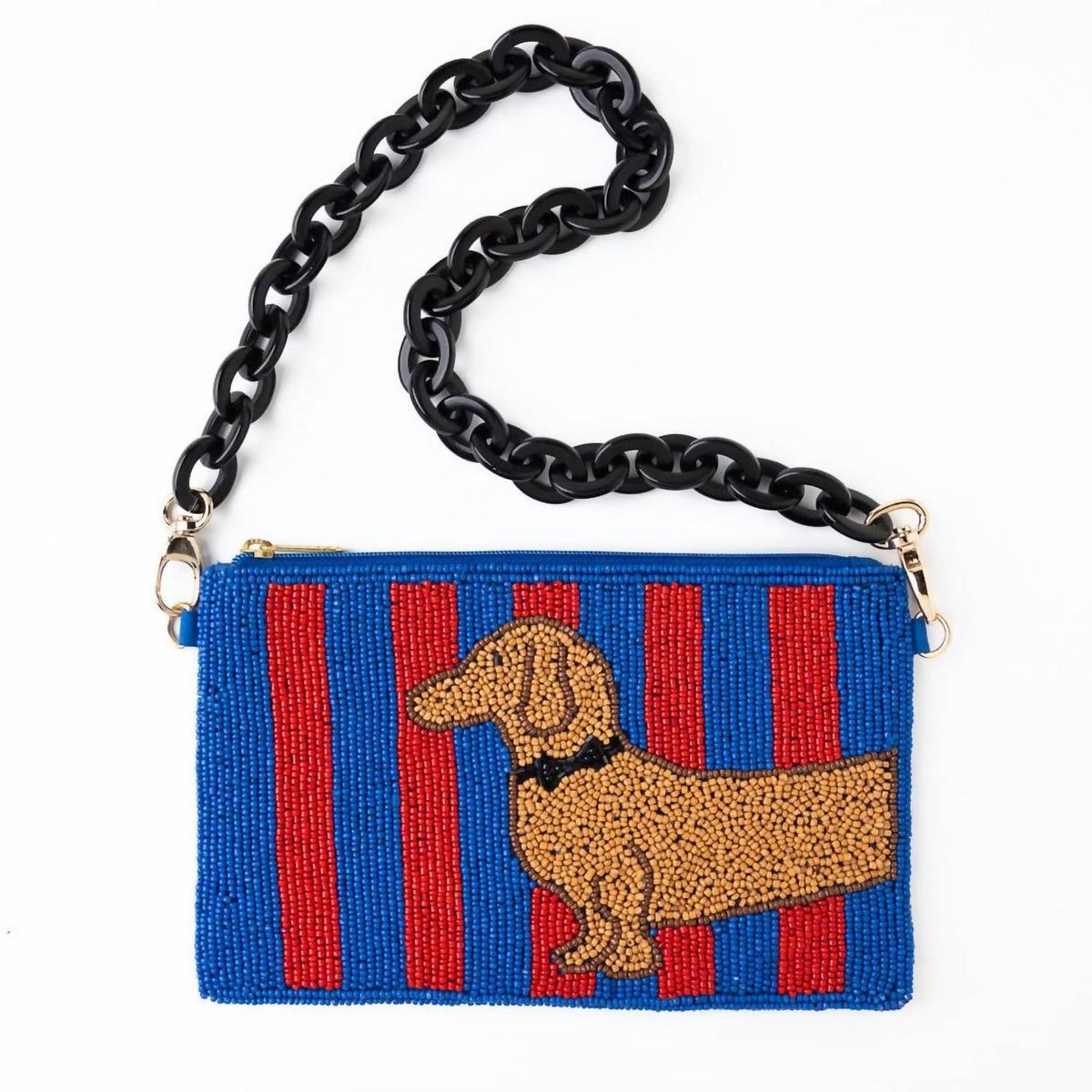 INK+ALLOY Women's Elenor Beaded Dachshund Bag in blue - women's mini bag