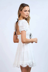 Sky To Moon - Floral Embroidered Lace Dress