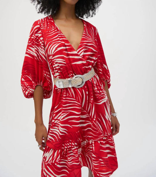 Joseph Ribkoff - Gauze Tropical Print Flounced Dress