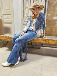A Rare Bird - Women's Denim Fringe Collar Jeans