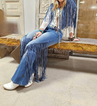 A Rare Bird - Women's Denim Fringe Collar Jeans
