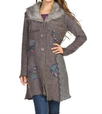 Papillon - Boucle Sweater Coat With Collar