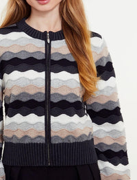 &Isla Saskia Wave Zipped Bomber Jacket in black multi - women's jacket - detail view