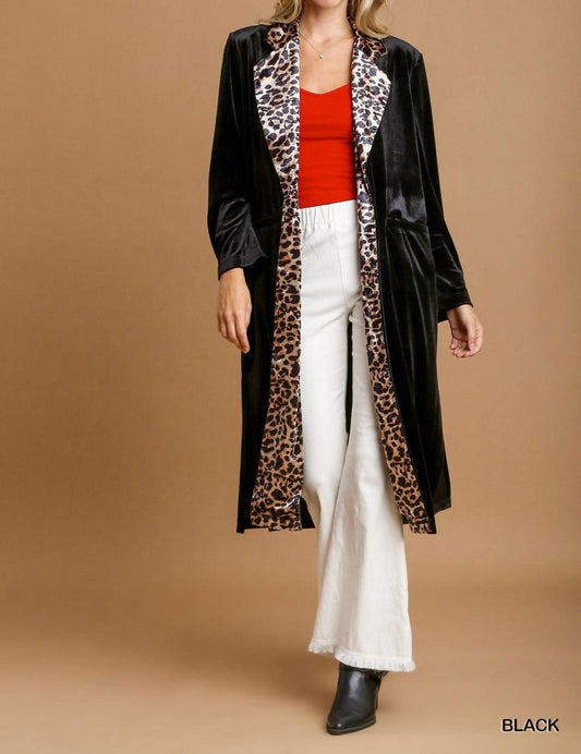 Duster Kimono With Contrast Leopard Detail