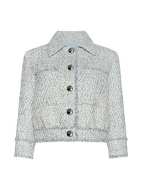 L'Agence Chevron Jia Crop Fringe Jacket in blue - women's jacket - view 5