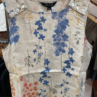 Charlie B - Women's Printed Sleeveless Raw Linen Top With Buttons