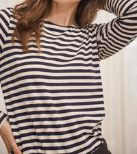 Part Two Nemajas Long Sleeve Tee in whitecap grey dark navy - women's long sleeve top