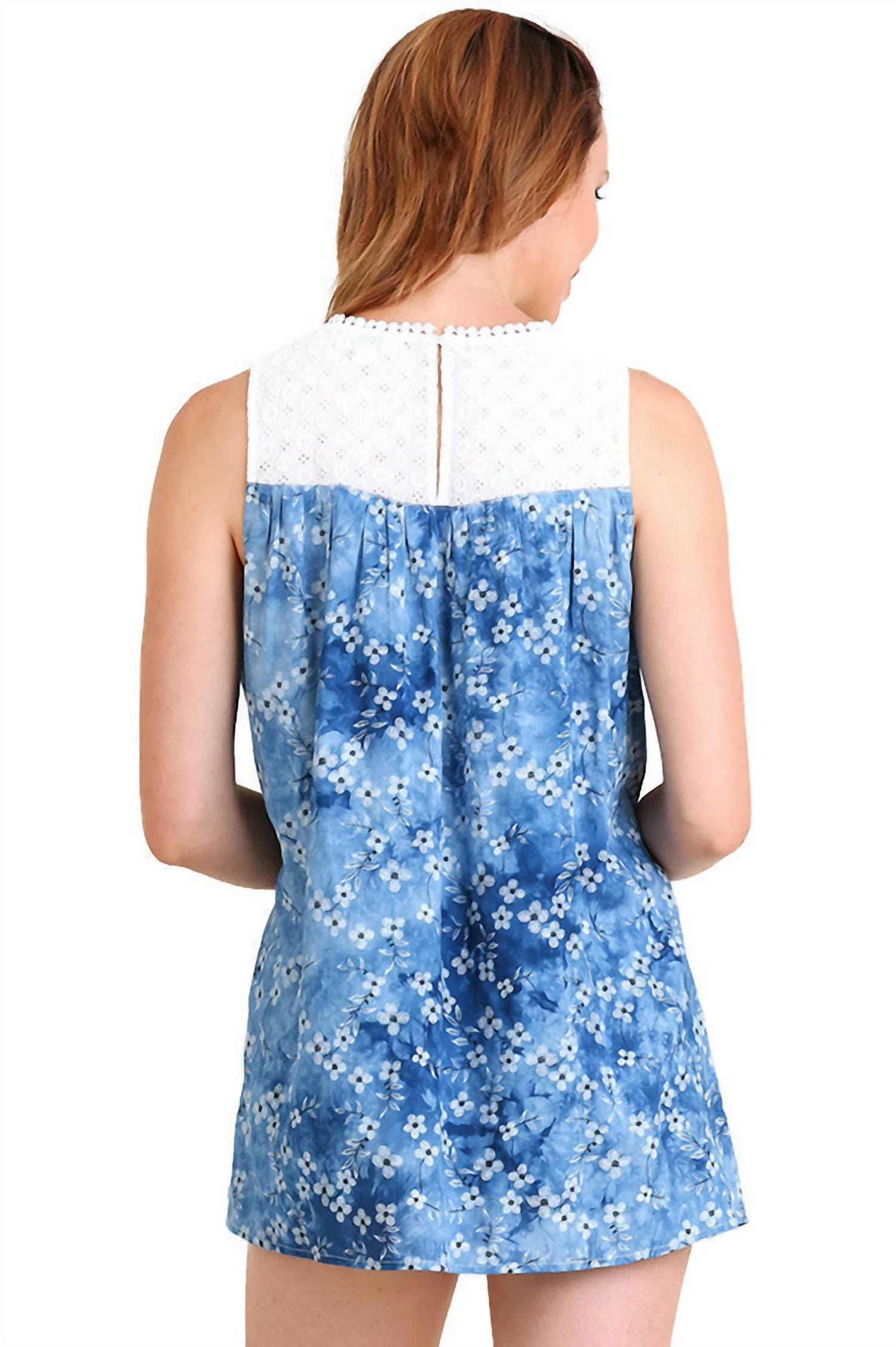 Umgee - Floral & Lace Keyhole Top