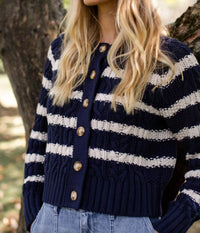 Marea - Striped Cable Cardigan
