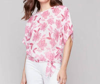 Charlie B - Floral Tie-side Short Sleeve Top