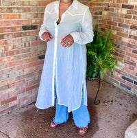 Umgee - Whimsy Crinkle Collared Button Up Maxi Shirt Dress