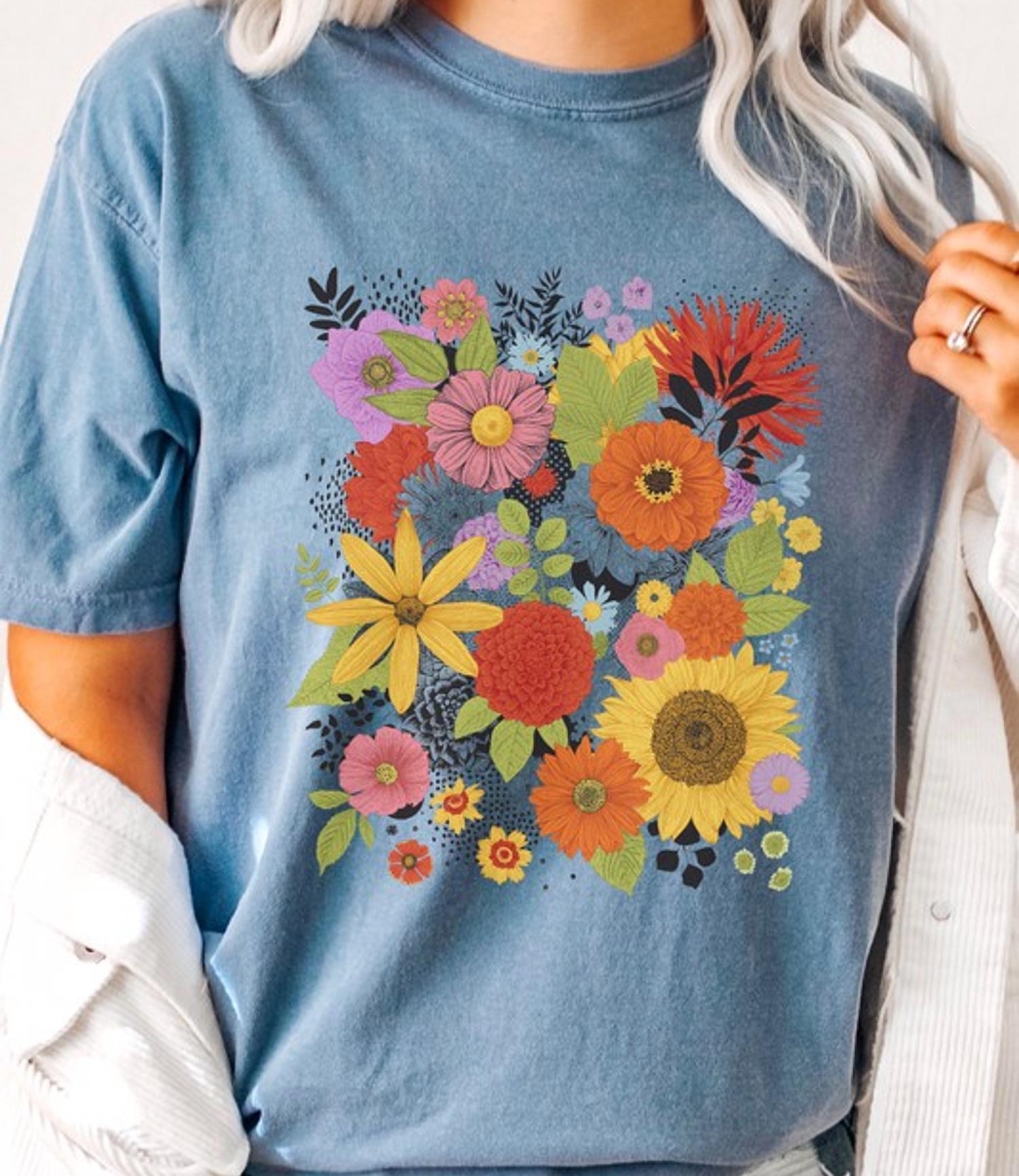 Kissed Apparel - Flower Garden Comfort Colors Graphic Tee