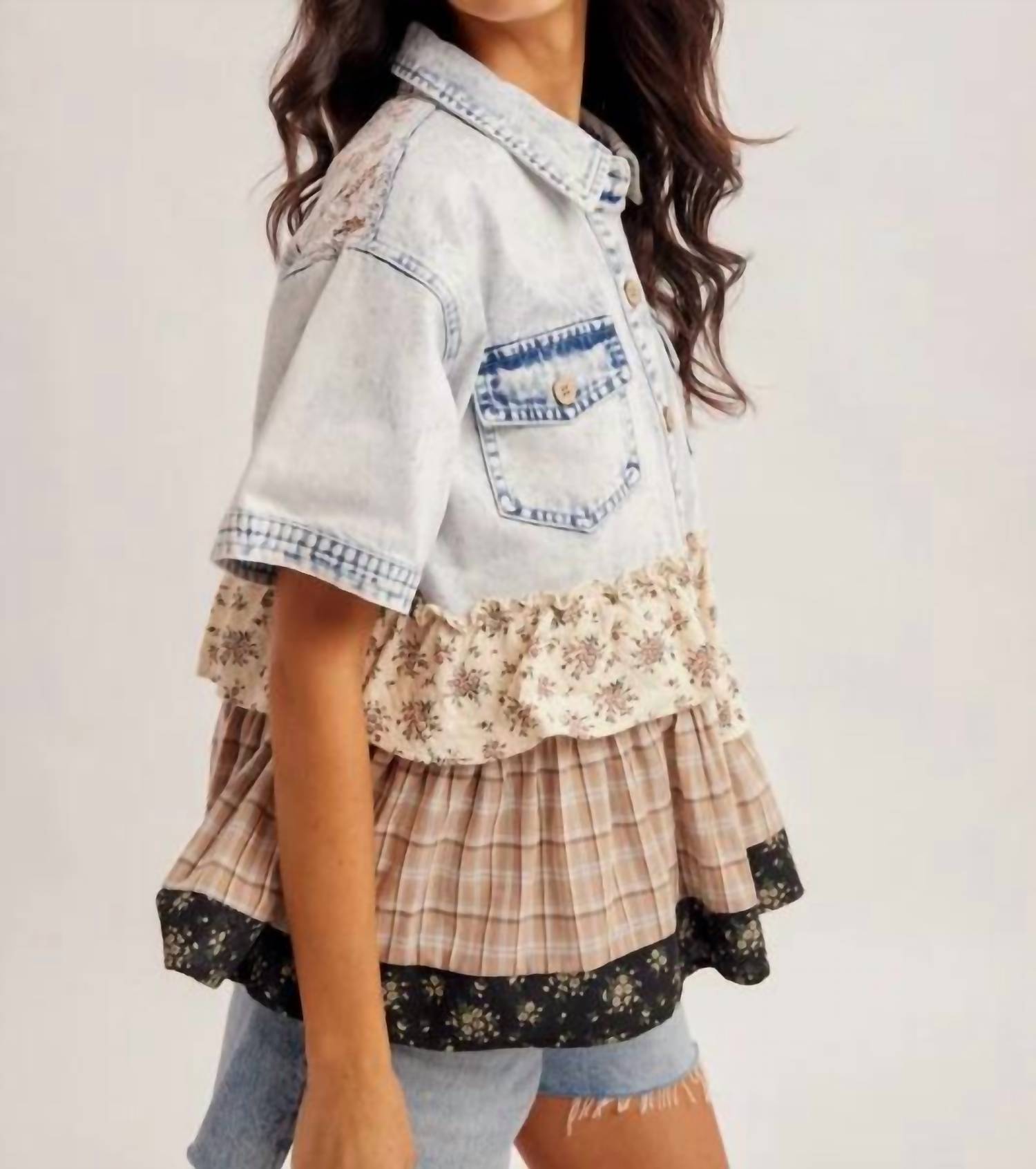 Hem & Thread - Wildflower Patch Denim Top