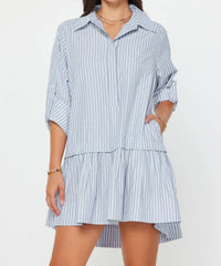 Current Air - Luna Striped Drop Waist Mini Dress
