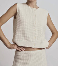 Grade & Gather - Texture Knit Buttoned Vest