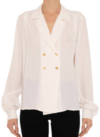 Giambattista Valli - Crepe V-Neck Double Breasted Top