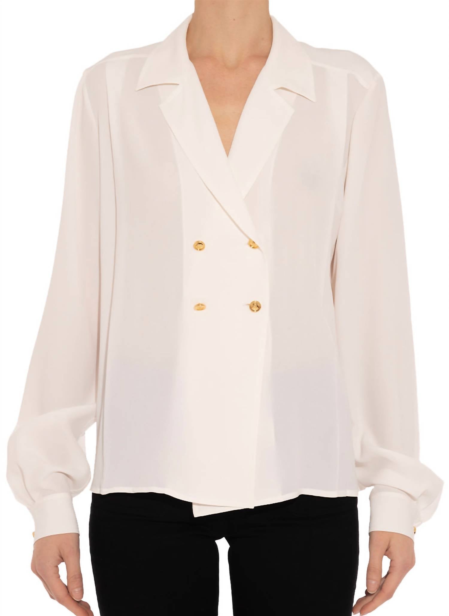 Giambattista Valli - Crepe V-Neck Double Breasted Top