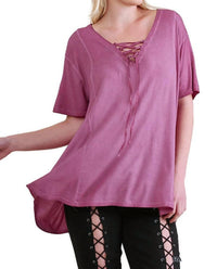 Umgee - Mineral Washed Criss Cross Tunic - Plus