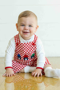 Florence Eiseman Long Sleeve Polo With Tipping in white red - kids' shirt