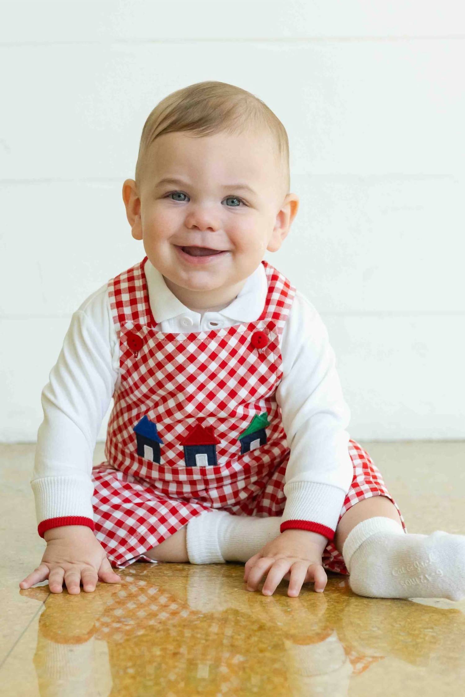 Florence Eiseman Long Sleeve Polo With Tipping in white red - kids' shirt