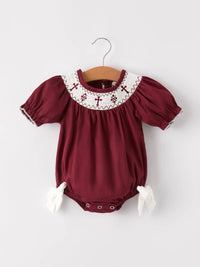 Rylee Faith Designs - Girls Smocked Church Christ Bishop Christening Romper