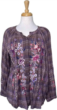 Johnny Was Curacao Raglan Poet Shirt in plaid multi - women's blouse - view 5