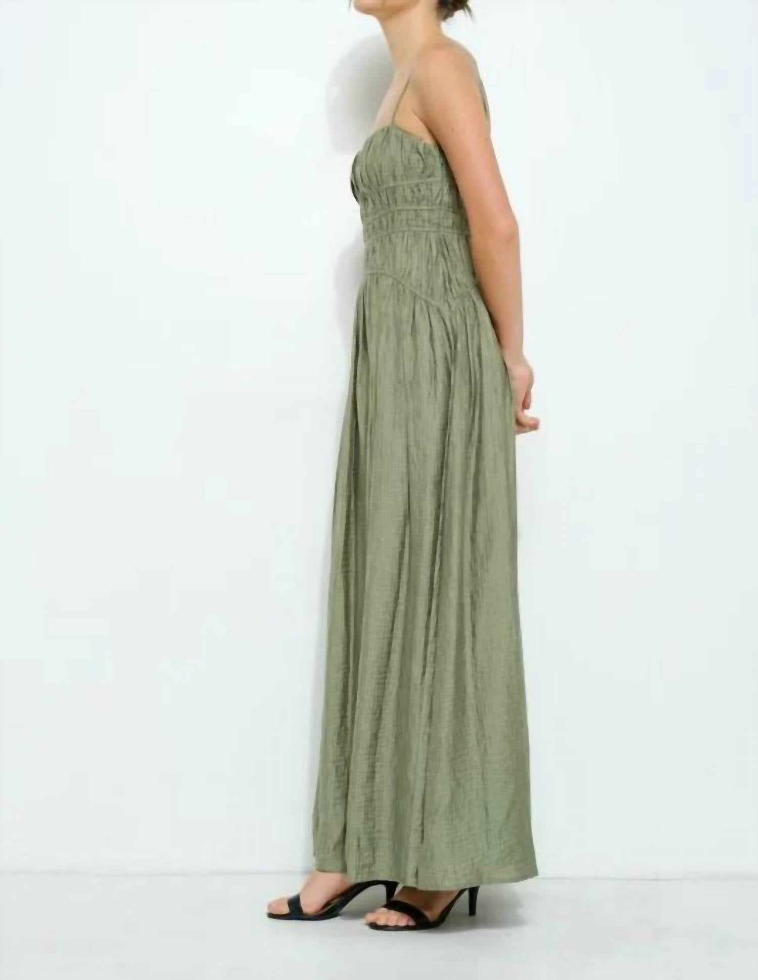 Ina Fashion - Satin Ruched Detailing Maxi Dress