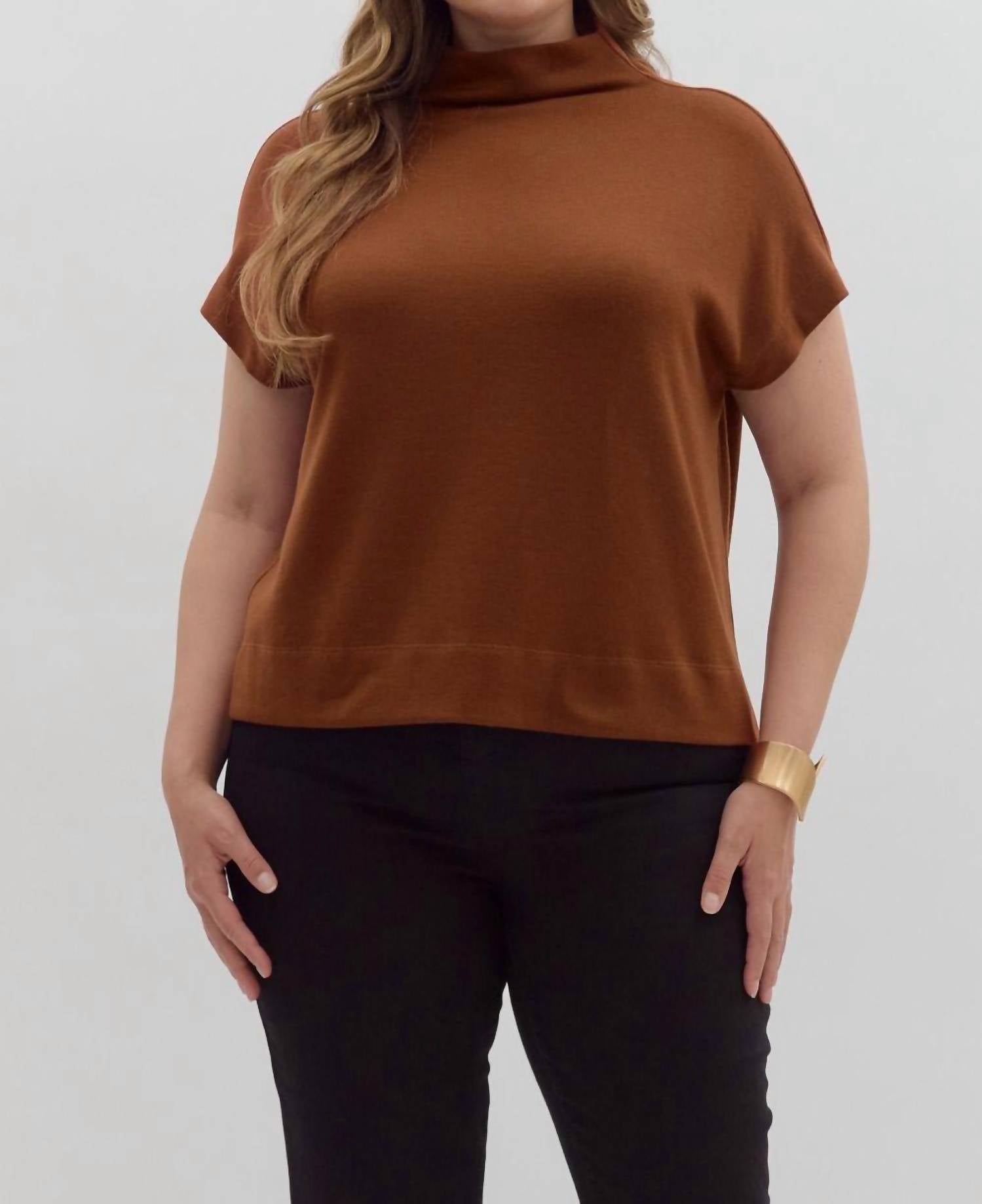 Entro - Tammy Knit Mock Neck Pullover Top - Plus