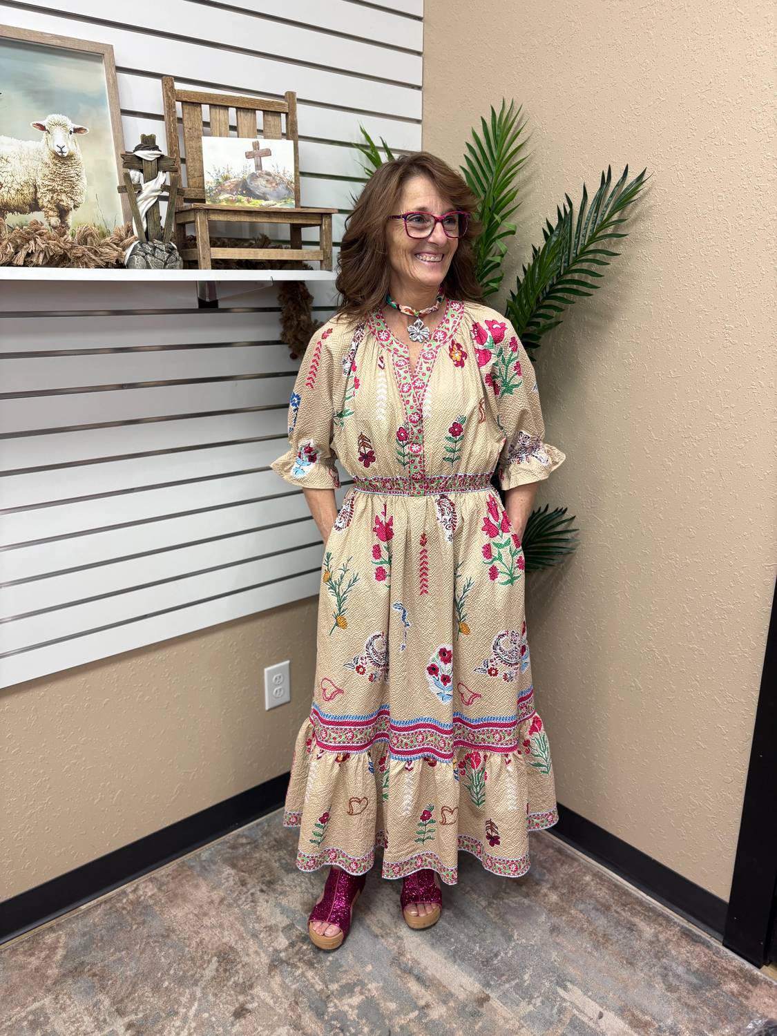 Umgee - Floral Collage Midi Dress