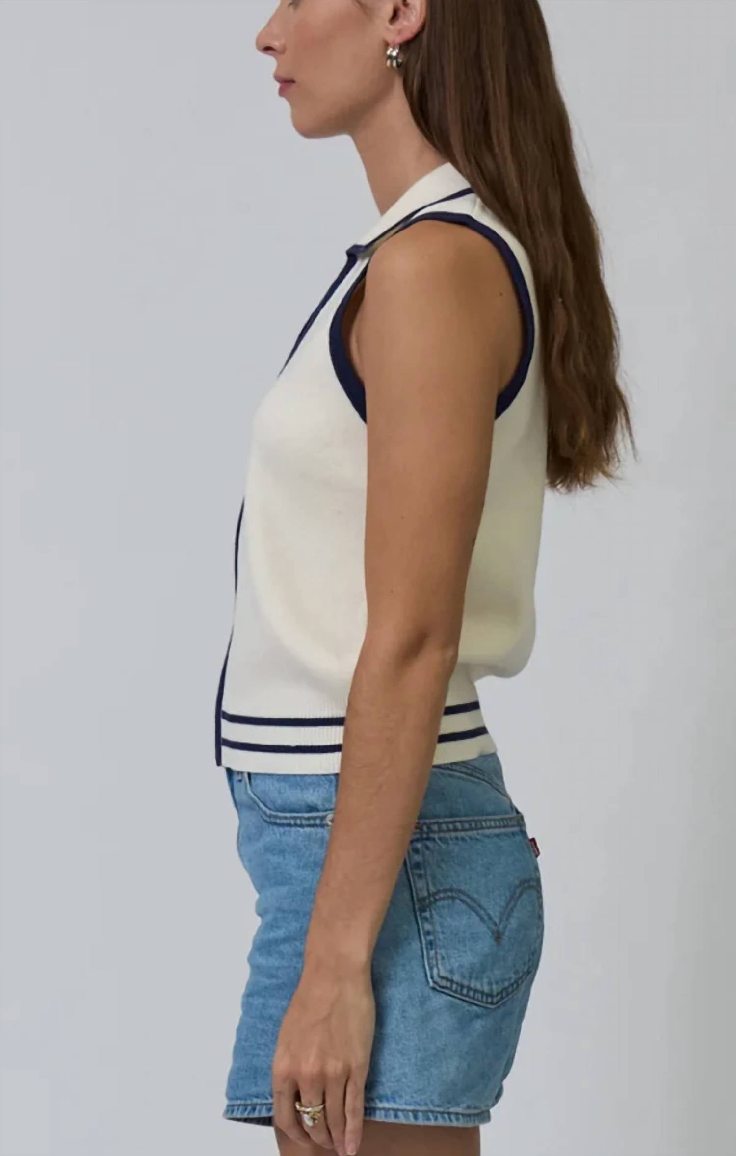 Central Park West - Allie Sleeveless Collared Zip Up Top