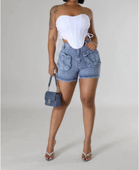 Good Time Usa - Keata Cargo Denim Shorts