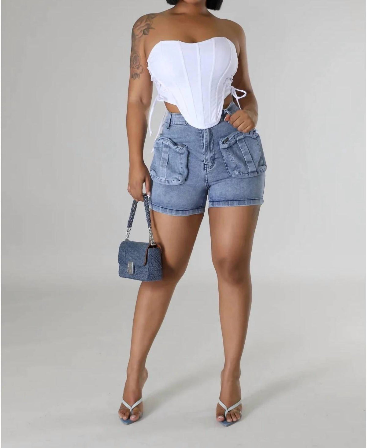 Good Time Usa - Keata Cargo Denim Shorts