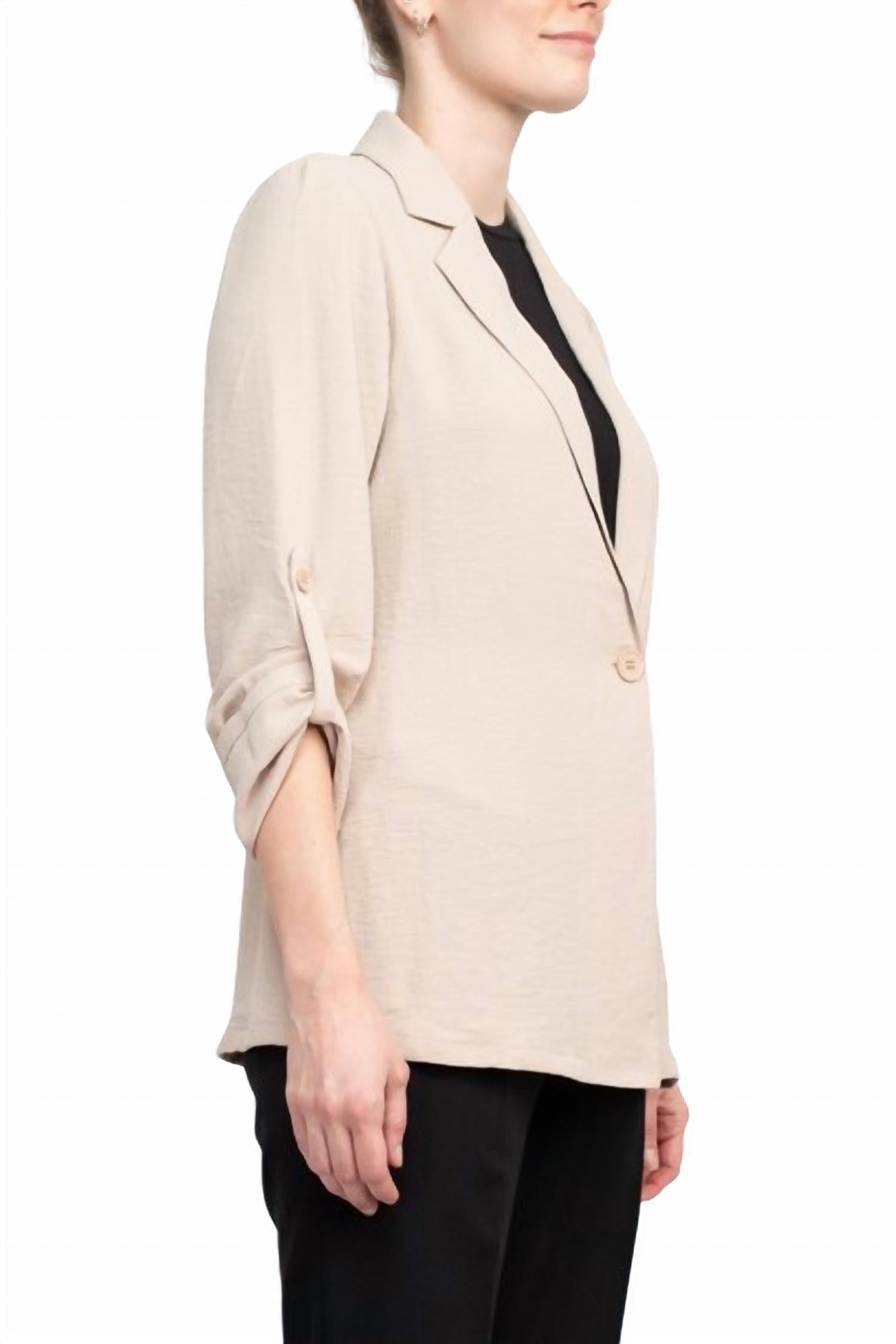 Adrianna Papell - Notched Lapel Collar One Button Blazer