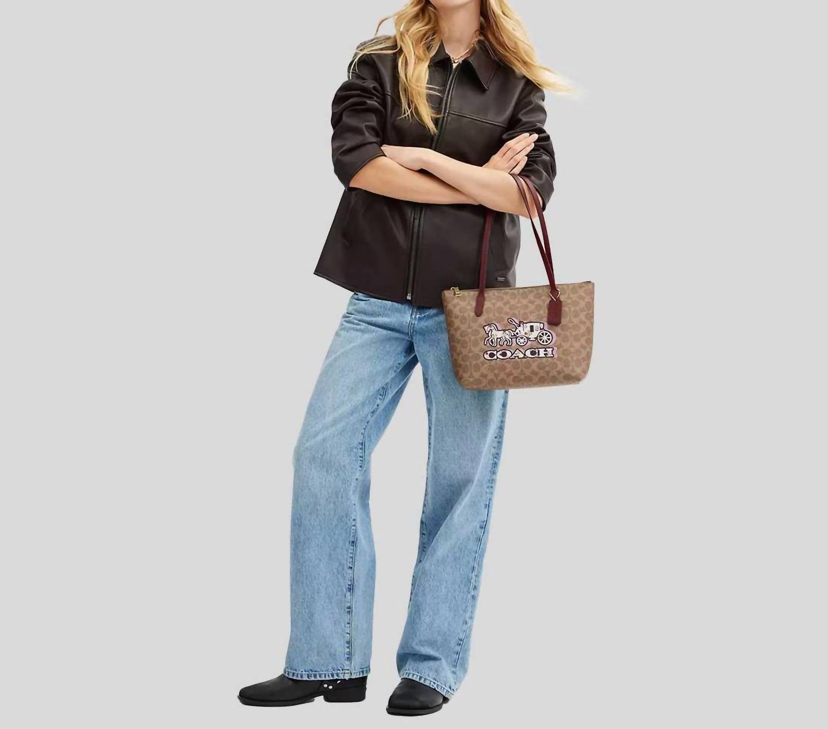 Coach - Fiona Zip Signature Canvas Tote Bag