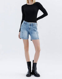 Vervet By Flying Monkey - Mid Rise Pocket Detail Wide Bermuda Shorts