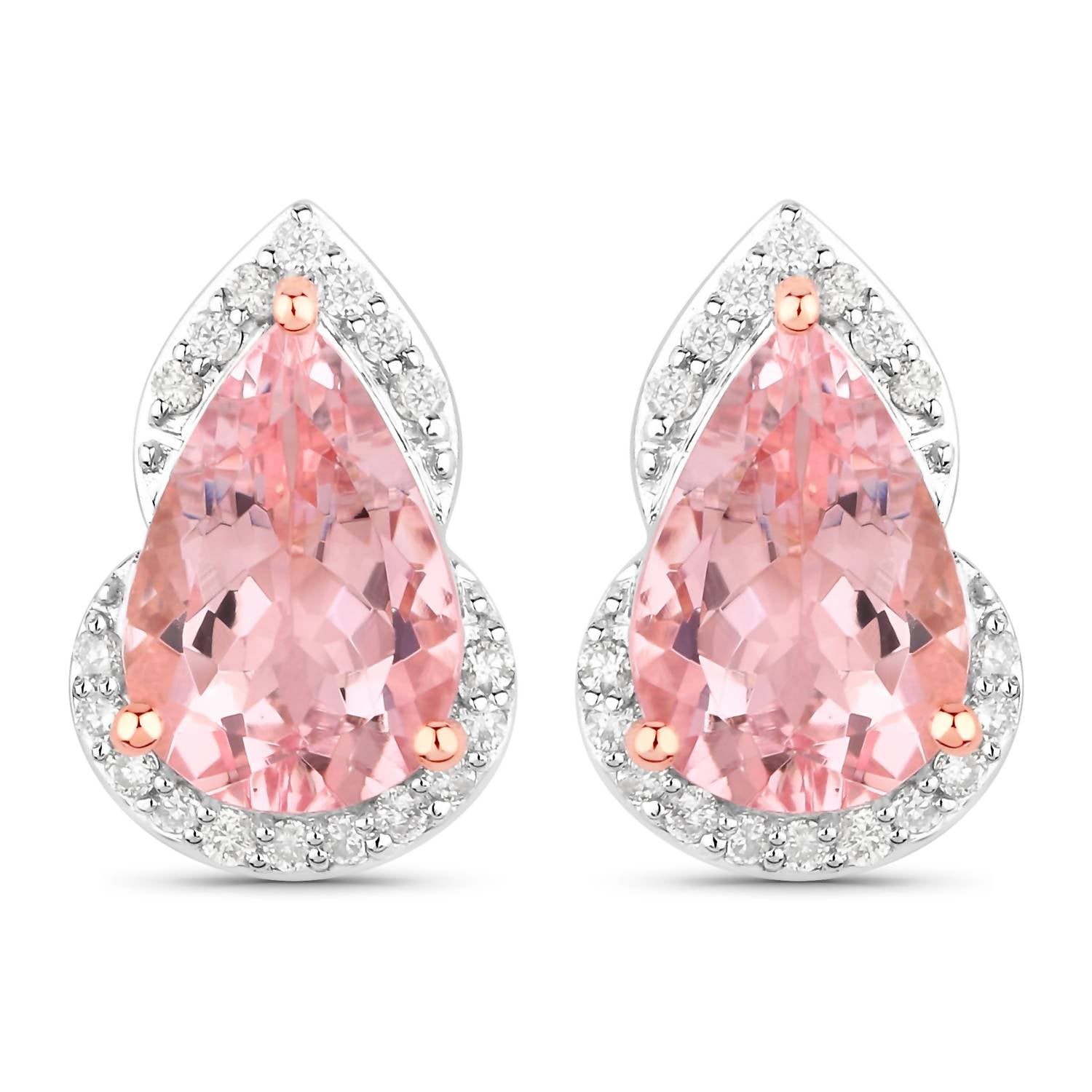 Diana M Jewels Women's Pear Natural Pink Morganite Stud Earrings (2.37 Ct) - Classic Plus in 14k rose gold - women's jewelry