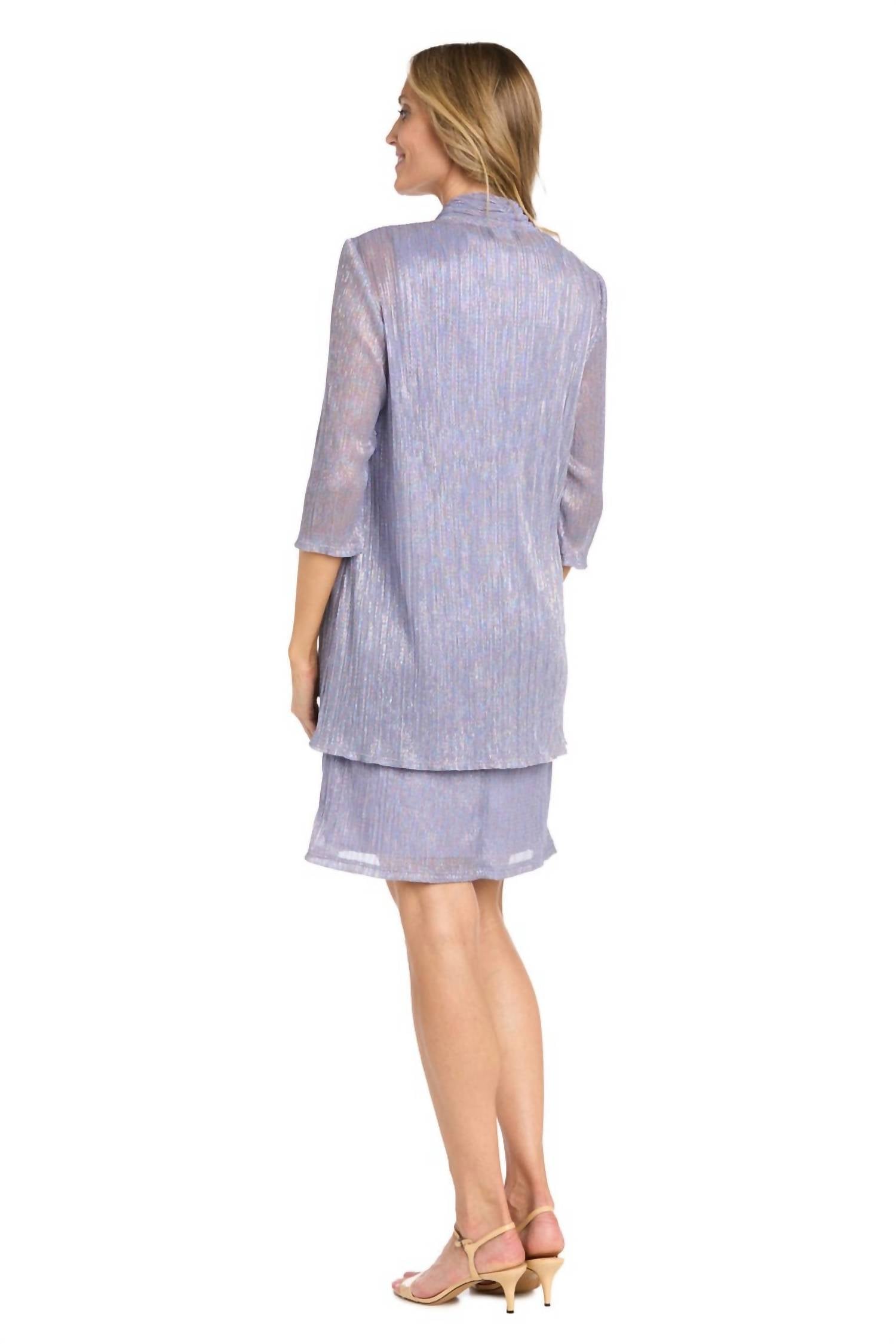 R&M Richards - Solid Metallic Jacket Dress Set