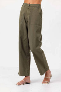 sundays Ismene Mid-rise Pants in moss green - women's pants - detail view