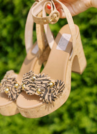 AGL Women's Sista Flowers Cork Heel in brown - women's heels - detail view