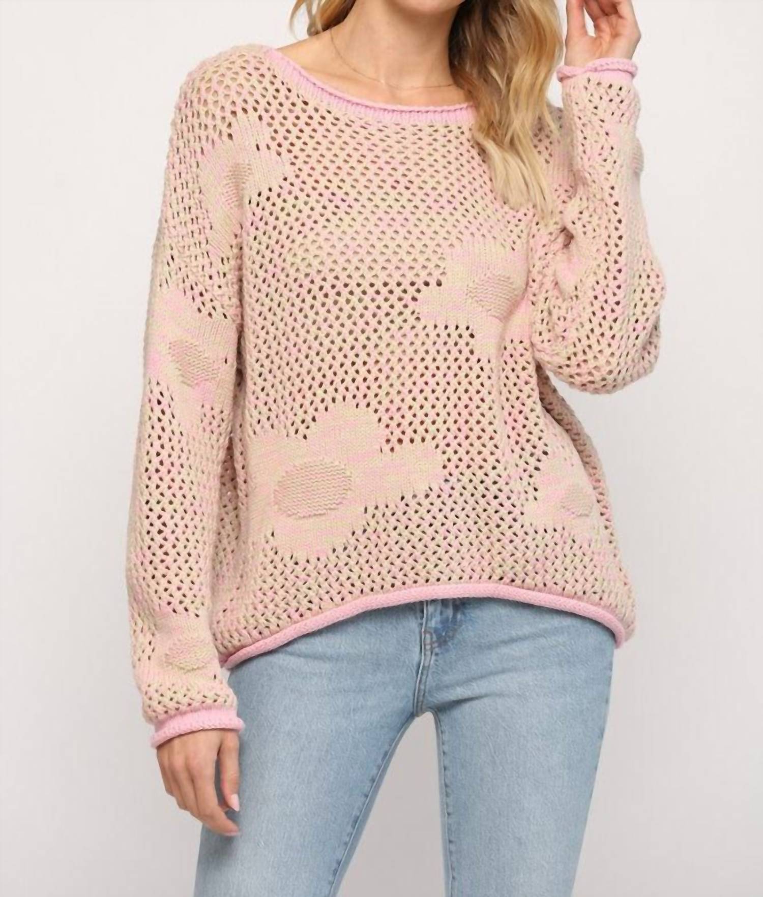 Fate - FLORAL PATTERN OPEN KNITTED SWEATER