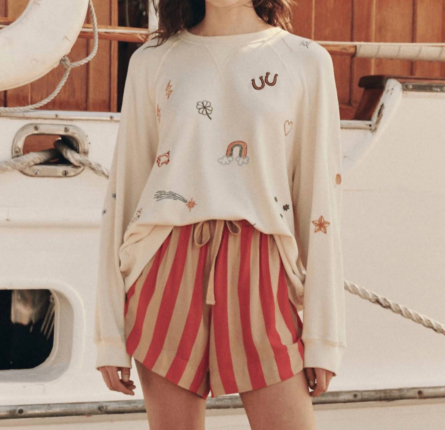 The Great. - The Great. Slouch Embroidered Charm Sweatshirt