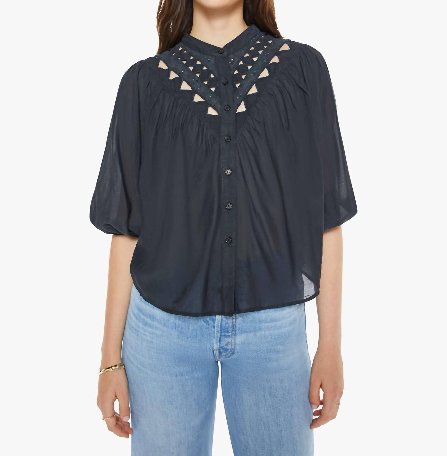 Mother V-yoke Shirt in trifecta - women's blouse