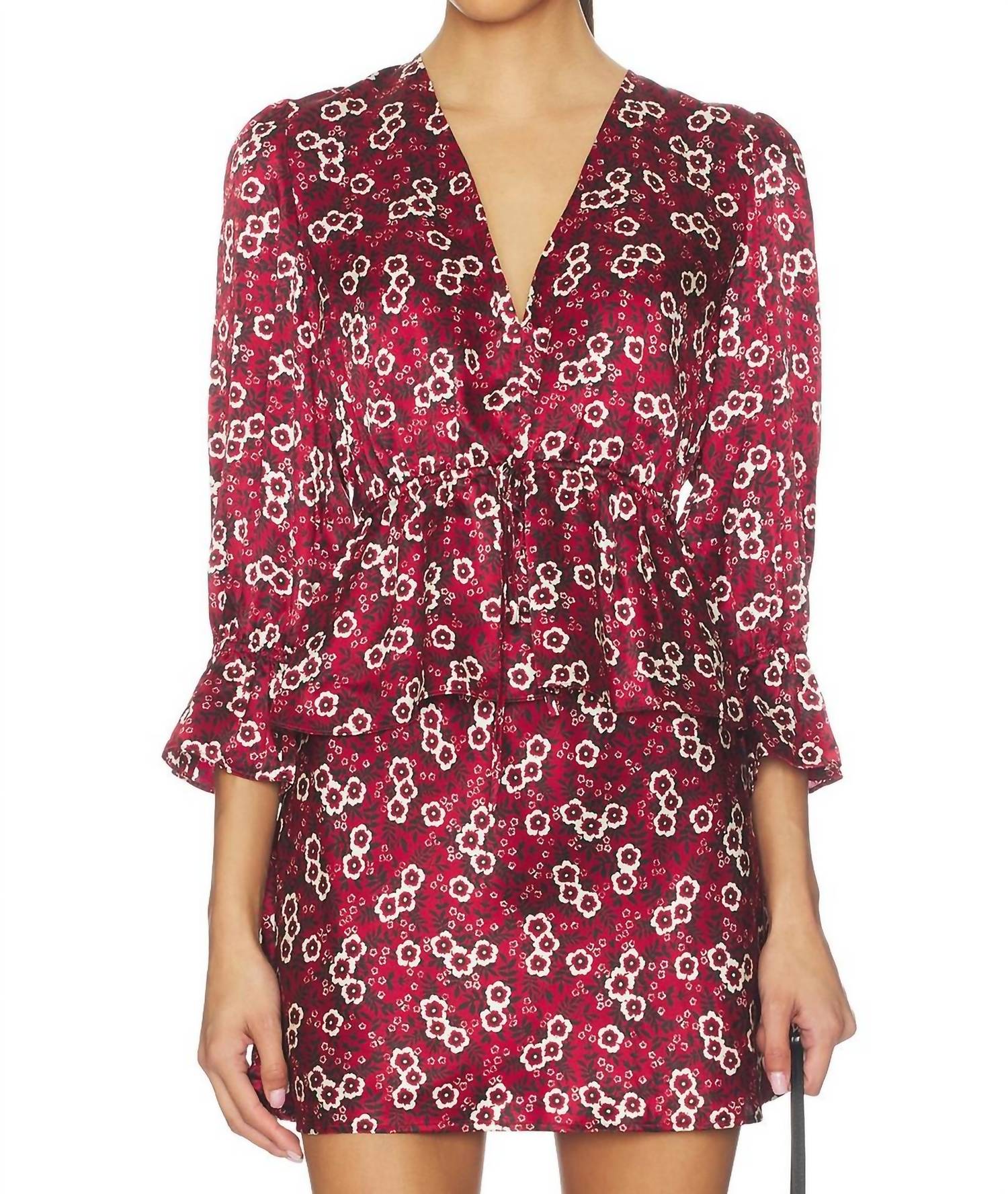CIAO LUCIA Renata V-neck Top in ruby - women's blouse