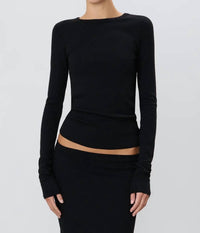 Eterne - Ribbed Long Sleeve Fitted Crew Top