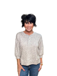 Bobi - Puff Sleeve Boxy Henley Top