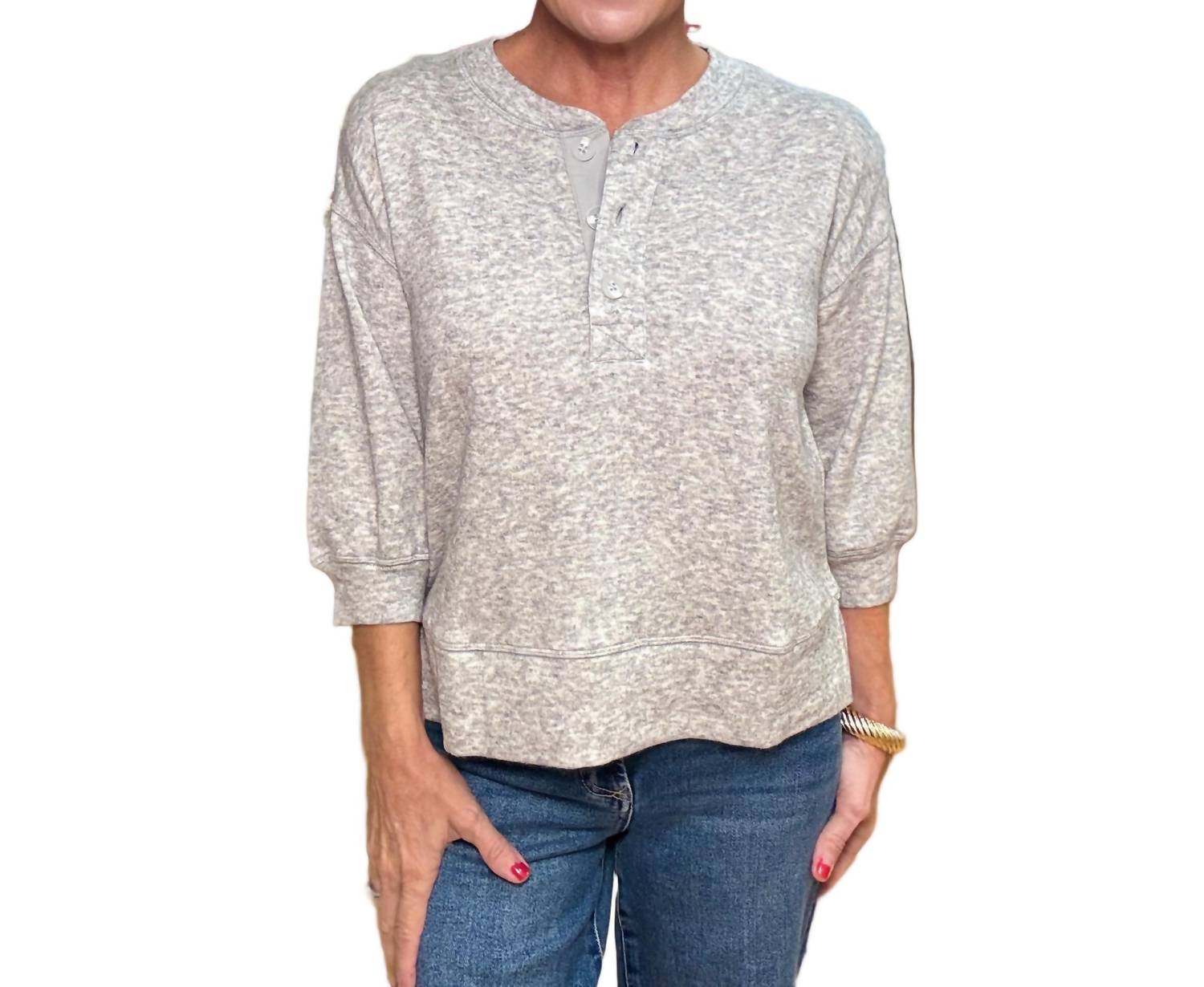 Bobi - Puff Sleeve Boxy Henley Top