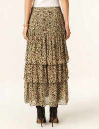 Bash - Midi Printed Ruffled Skirt