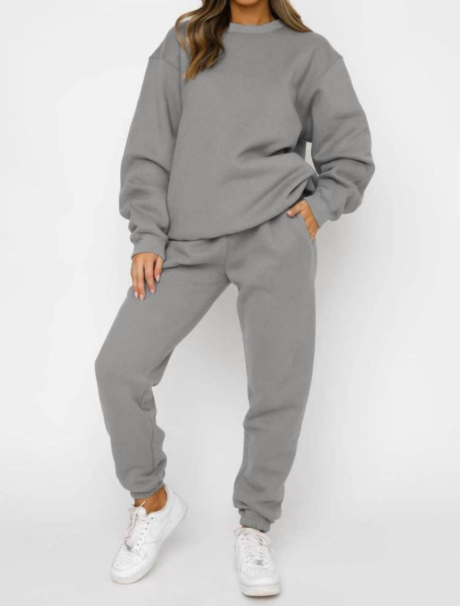 Sweetkama Living my Cozy Life Sweatsuit Sets in grey - women's sleepwear