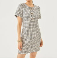 Lilly Pulitzer Brenda Boucle Mini Dress in coconut lurex houndstooth boucle - women's dress